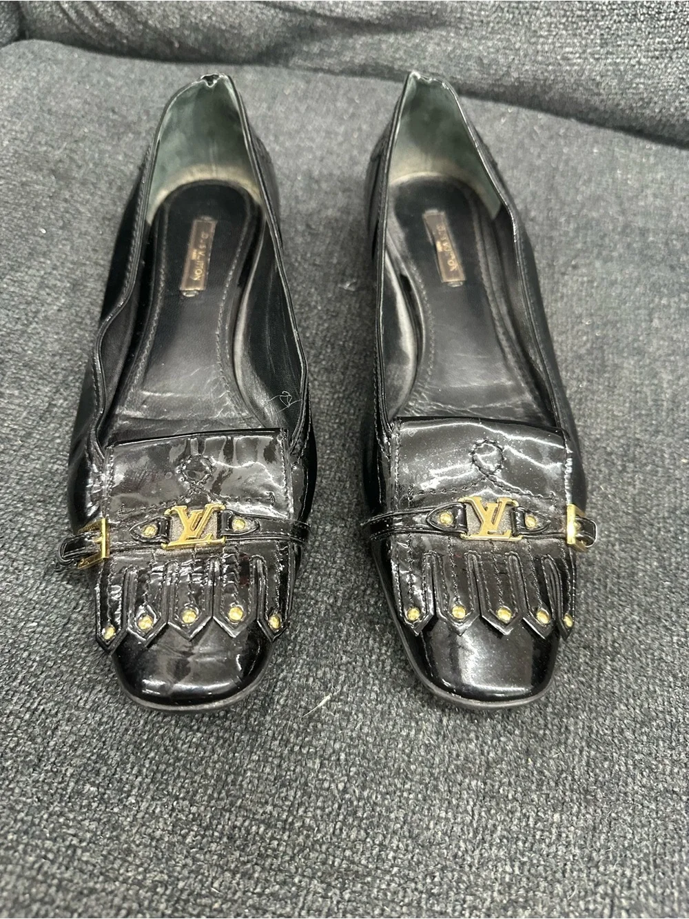 Louis Vuitton black leather patent ballet flats size 39 eu women’s 2006 archive